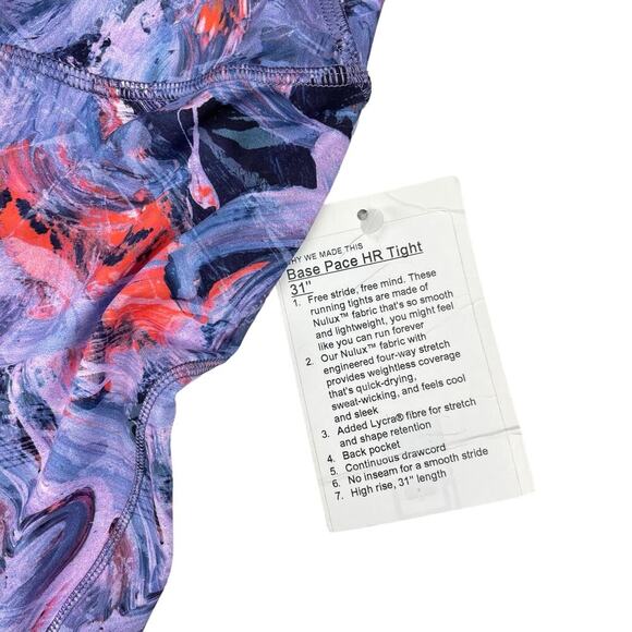 NWT LULULEMON Base Pace High-Rise Tight 31" Sz 0 Atmospheric Purple Multi - Picture 8 of 11